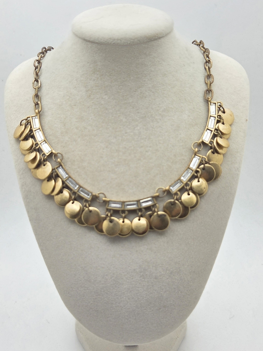 ​J. Crew Vintage Style Gold-Tone Coin & Baguette Statement Necklace